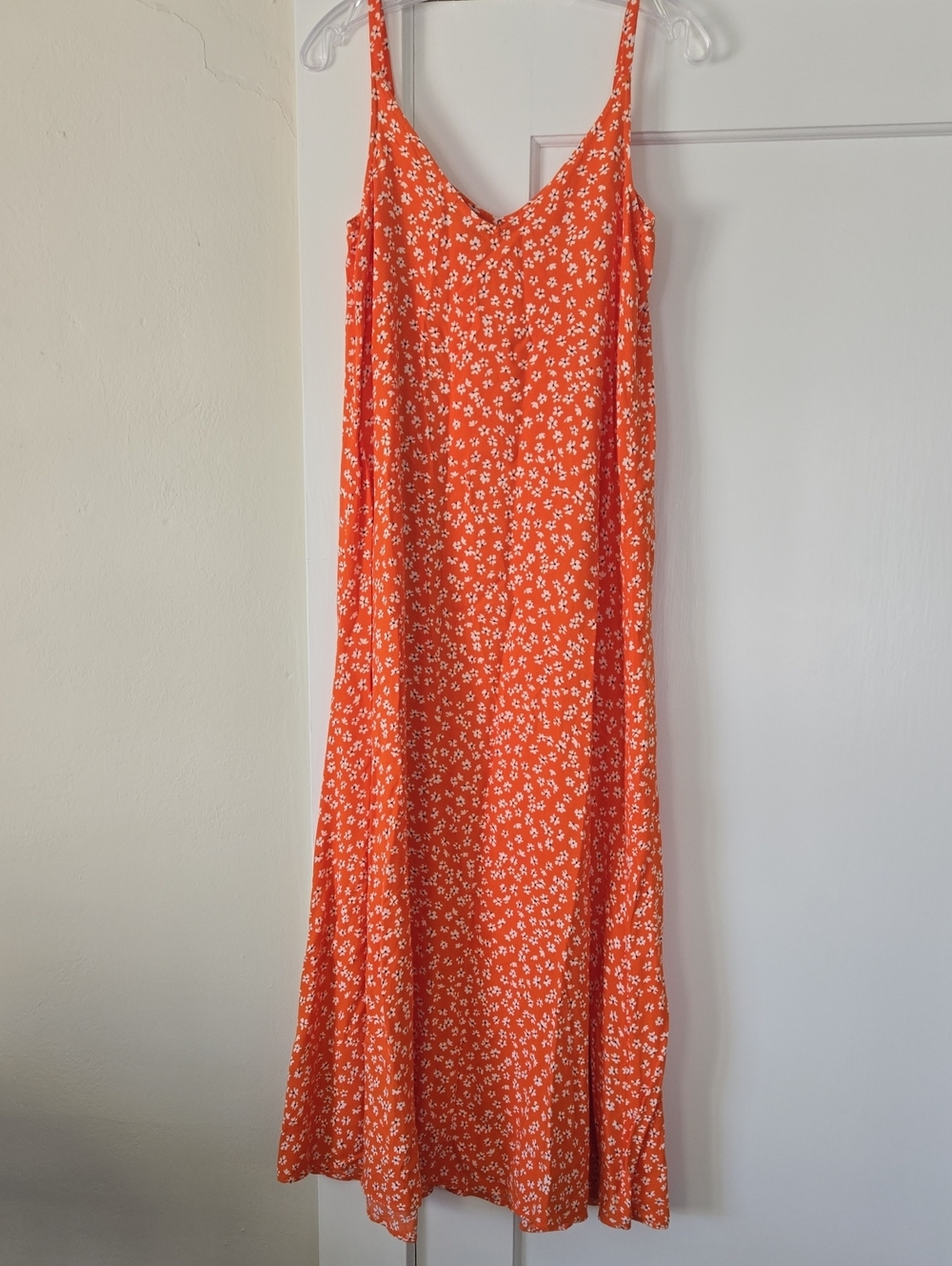 Vince Camuto Orange and White Ditsy Floral Maxi Sundress Summer Beach Size XXS - Picture 3 of 8